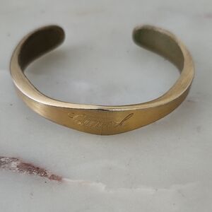 Gold Tone Cuff Bracelet Monogrammed "CAROL"